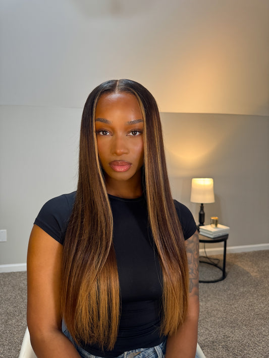 22”Brown Blonde Highlights 13x6in Fitted Glueless HD Lace Wig