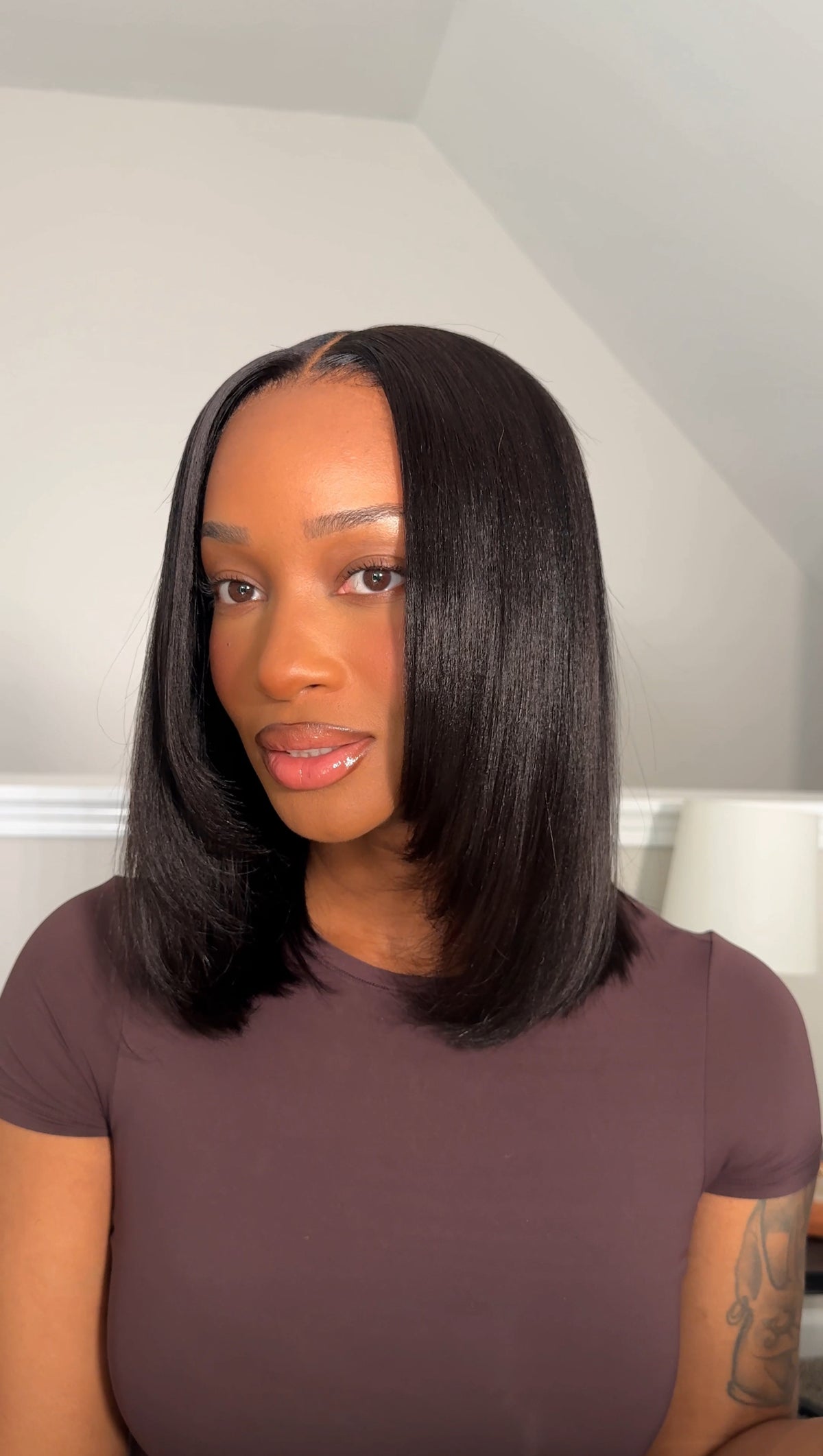 7x5 12” yaki straight lace wig with face framing layers