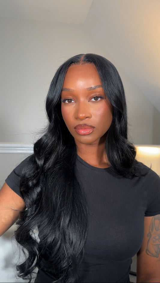 13x6 jet black 28” Bodywave wig